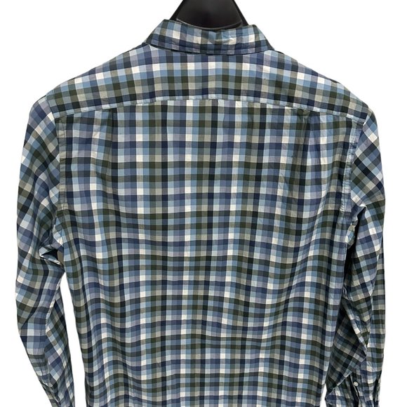 J Crew Mercantile Flex Button Down Shirt Blue Colorful Check Long Sleeve Large - Picture 6 of 6